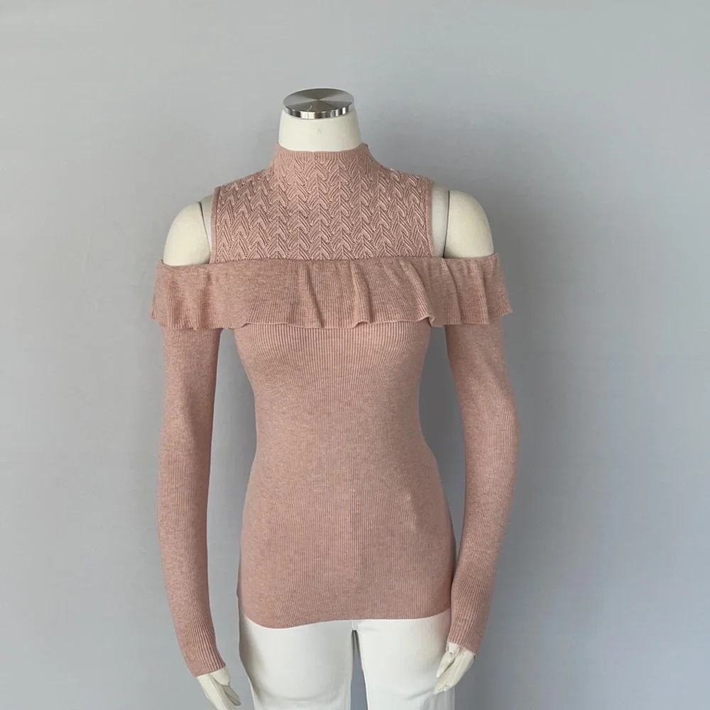 NWT WHBM Cold Shoulder Mock Neck Sweater XS - Picture 3 of 16
